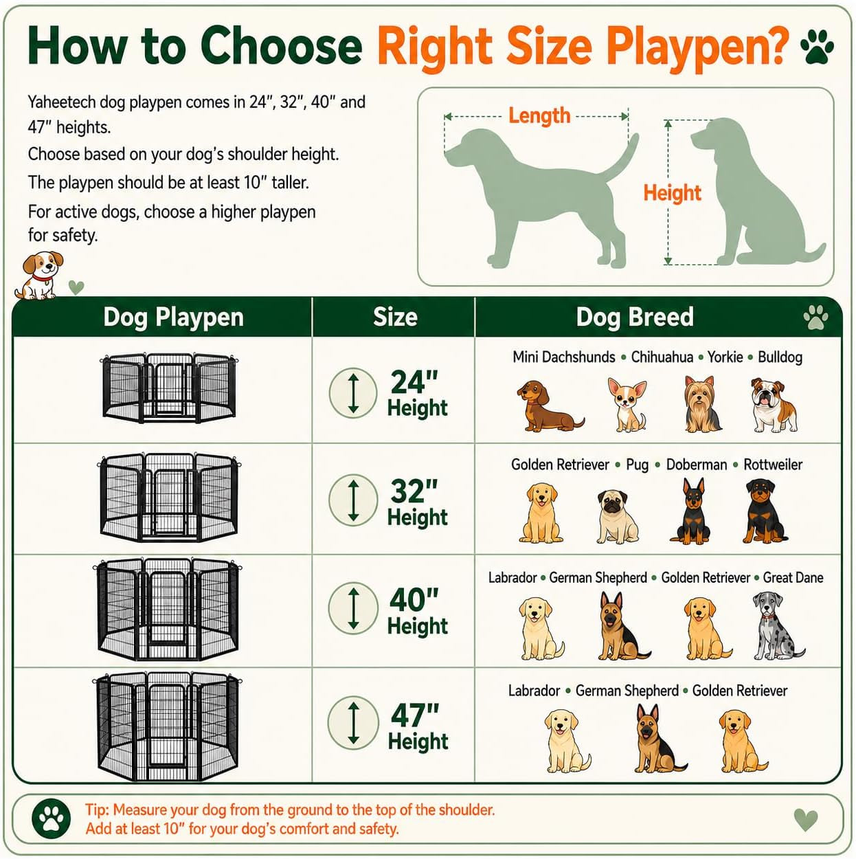 Yaheetech 24-Inch Dog Playpen with 16 Panels - Indoor and Outdoor Pet Fence for RV and Camping