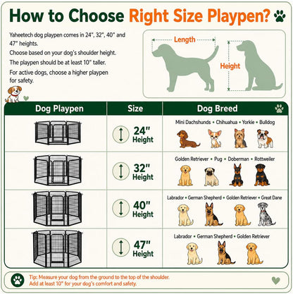 Yaheetech 24-Inch Dog Playpen with 16 Panels - Indoor and Outdoor Pet Fence for RV and Camping
