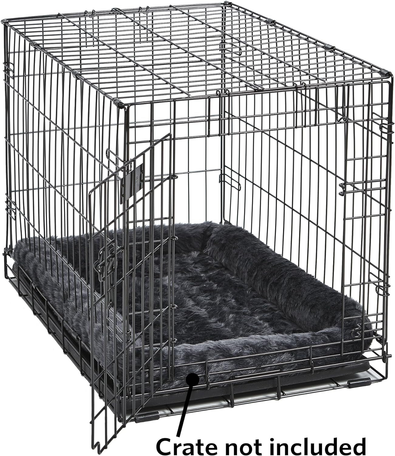 Midwest Homes for Pets XS Dog Bed - Gray Faux Fur Bolster, Ultra-Soft and Machine Washable, Fits 22-Inch Crates and Carriers, for Small Dogs and Cats