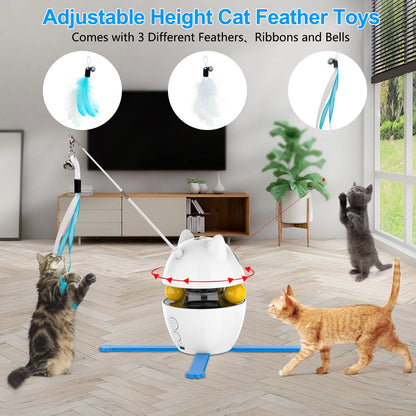 Interactive 3-in-1 Automatic Cat Toy with Laser and Feather for Indoor Play