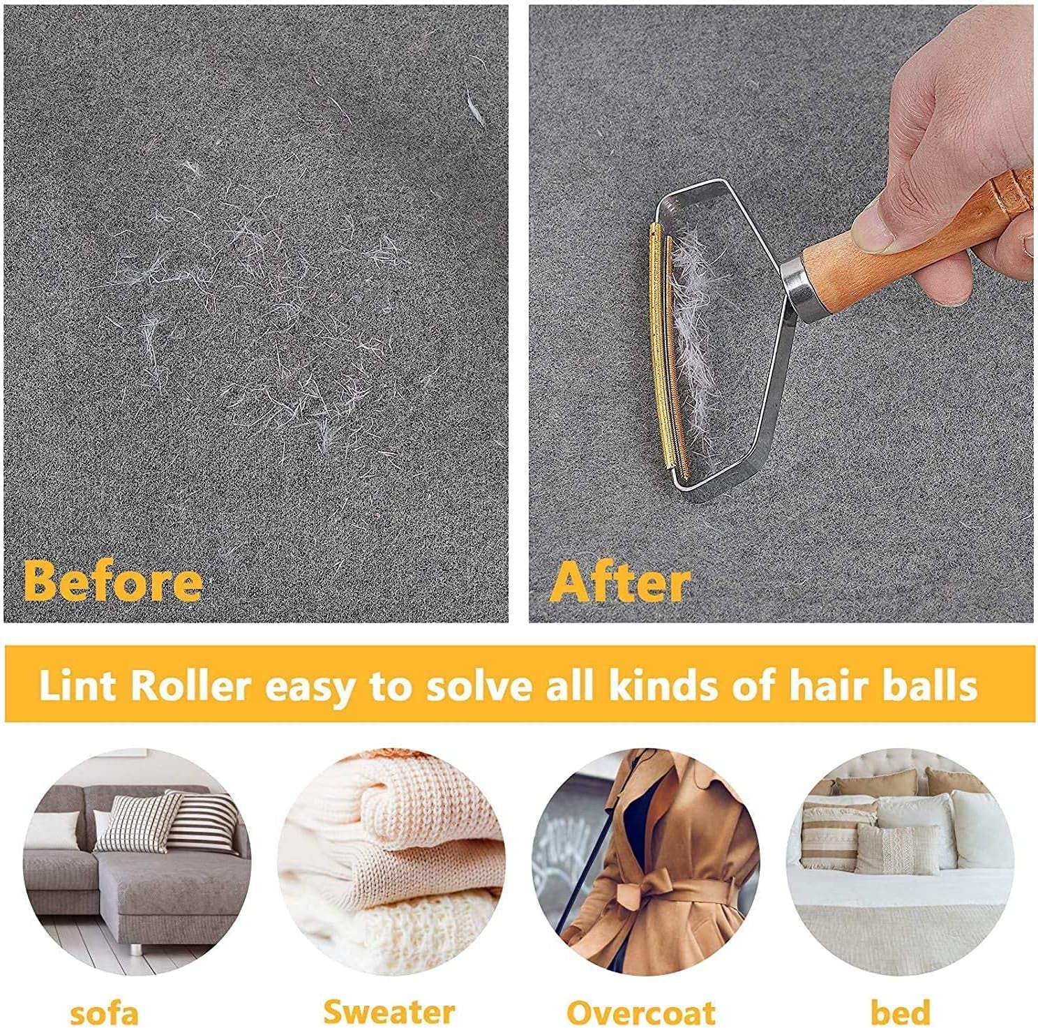 Fabric Shaver and Lint Remover - Professional Reusable Double-Sided Lint Rollers for Effective Pet Hair and Dust Removal from Clothing and Furniture