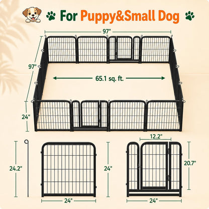Yaheetech 24-Inch Dog Playpen with 16 Panels - Indoor and Outdoor Pet Fence for RV and Camping