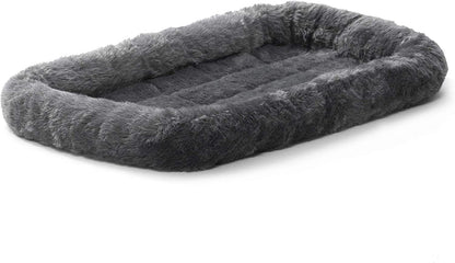 Midwest Homes for Pets XS Dog Bed - Gray Faux Fur Bolster, Ultra-Soft and Machine Washable, Fits 22-Inch Crates and Carriers, for Small Dogs and Cats