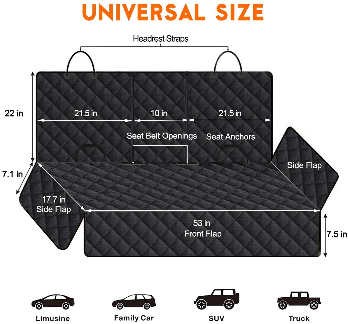 Premium Dog Car Seat Cover - Back Seat Protector for Pets
