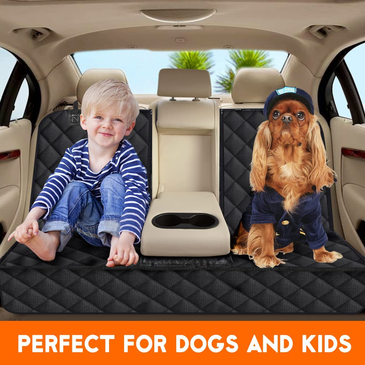 Premium Dog Car Seat Cover - Back Seat Protector for Pets