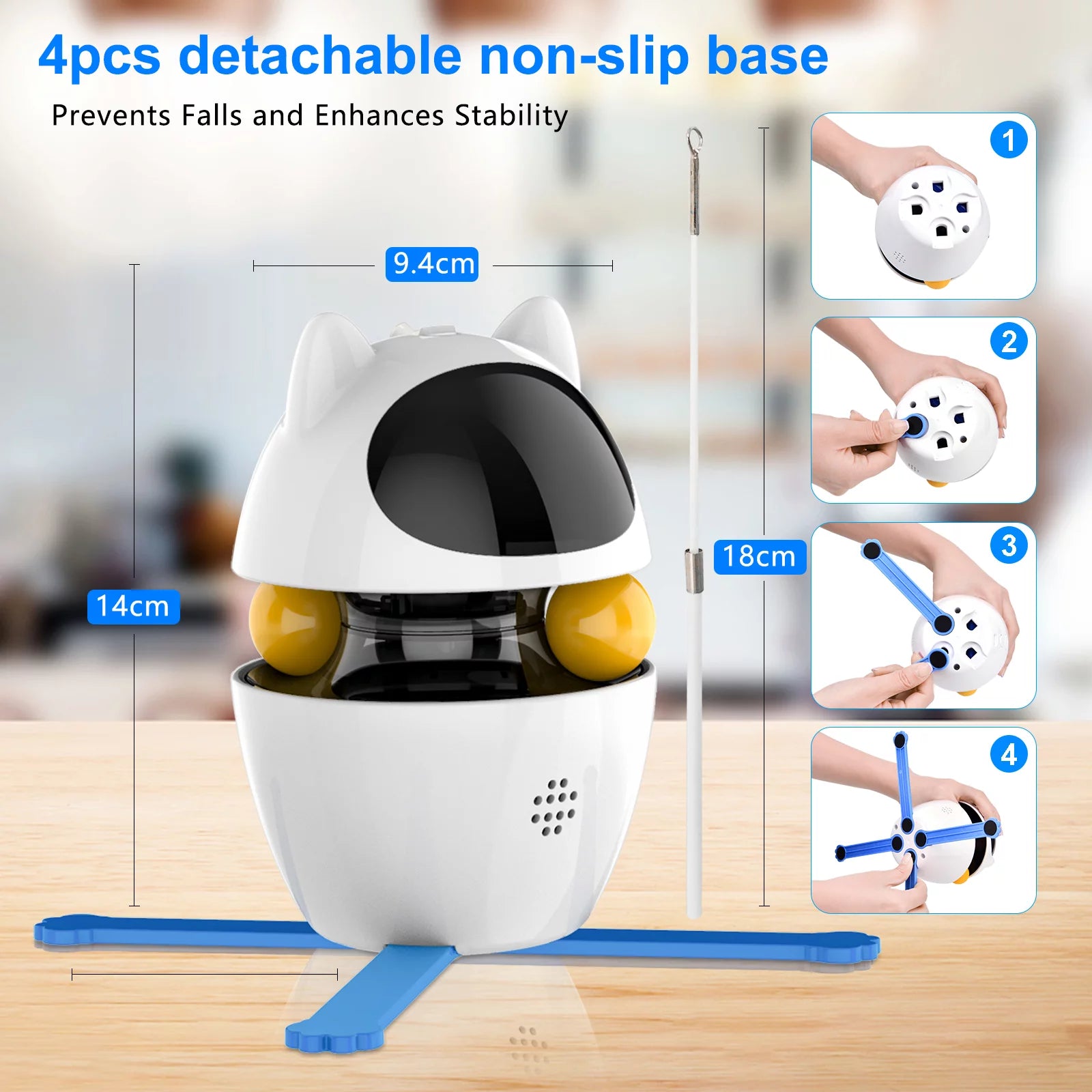 Interactive 3-in-1 Automatic Cat Toy with Laser and Feather for Indoor Play