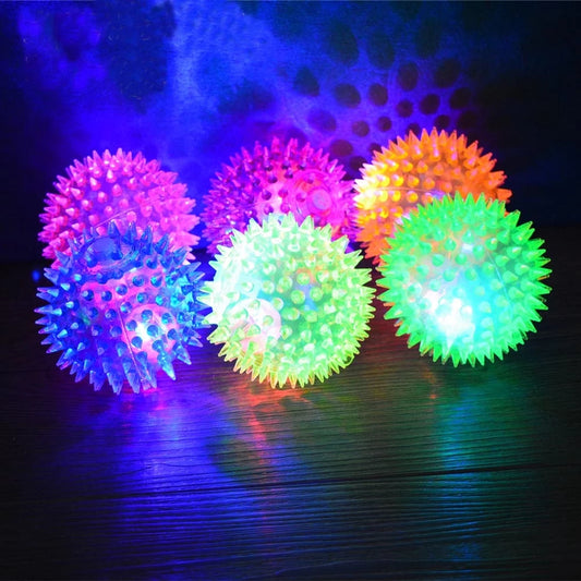 Durable Rubber Dog Spiky Chew Balls with Squeaker - Ultra Bouncy Teething Toys for Puppies and Dental Care