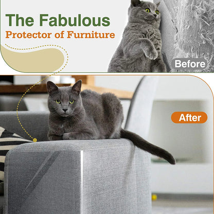 Cat Scratch Furniture Protection Tape with 60 Upholstery Pins - 10 Pack, White
