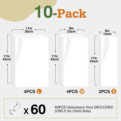Cat Scratch Furniture Protection Tape with 60 Upholstery Pins - 10 Pack, White