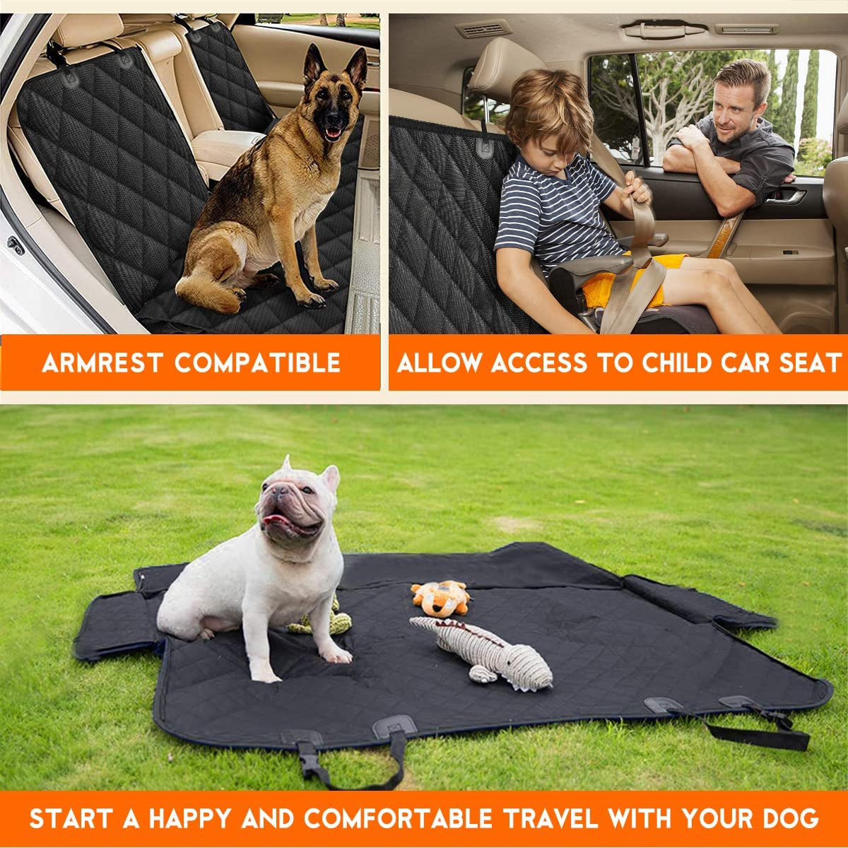 Premium Dog Car Seat Cover - Back Seat Protector for Pets