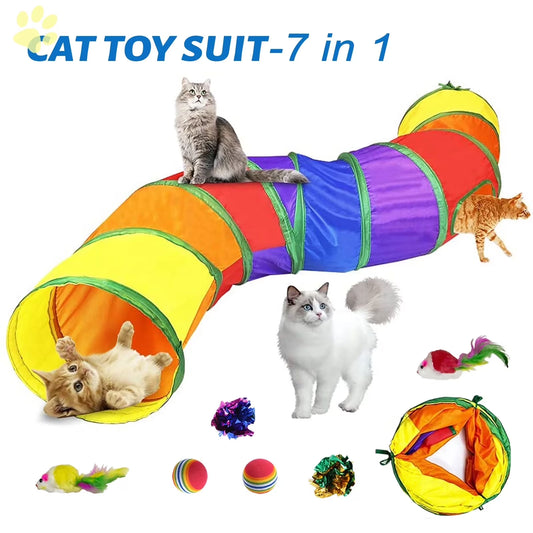 Collapsible Cat Tunnels with Interactive Balls - Jungle Play for Kittens and Cats