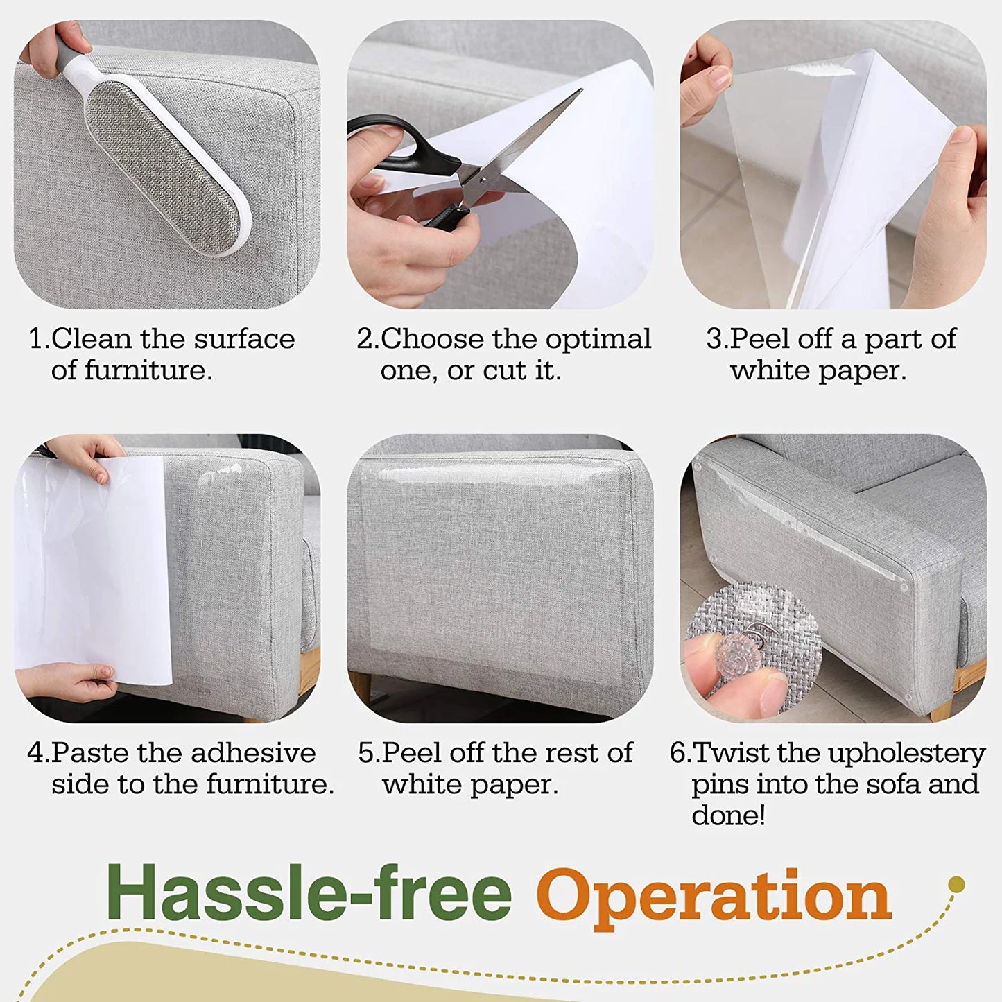 Cat Scratch Furniture Protection Tape with 60 Upholstery Pins - 10 Pack, White
