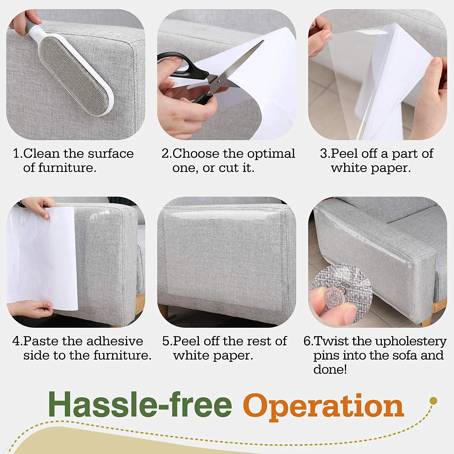 Cat Scratch Furniture Protection Tape with 60 Upholstery Pins - 10 Pack, White