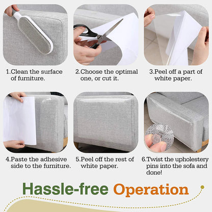 Cat Scratch Furniture Protection Tape with 60 Upholstery Pins - 10 Pack, White