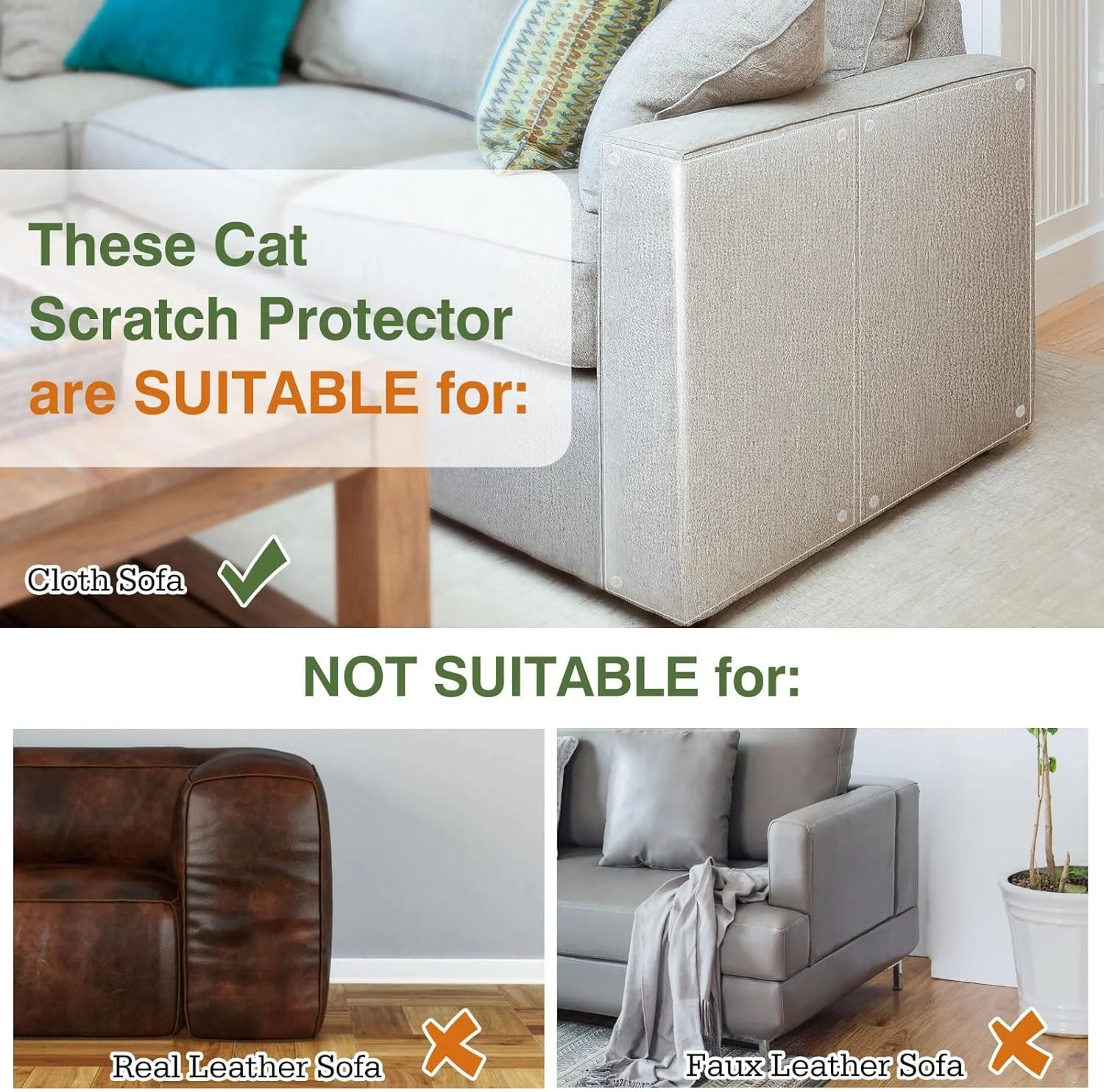 Cat Scratch Furniture Protection Tape with 60 Upholstery Pins - 10 Pack, White
