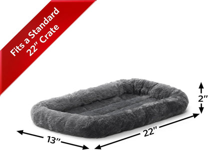Midwest Homes for Pets XS Dog Bed - Gray Faux Fur Bolster, Ultra-Soft and Machine Washable, Fits 22-Inch Crates and Carriers, for Small Dogs and Cats