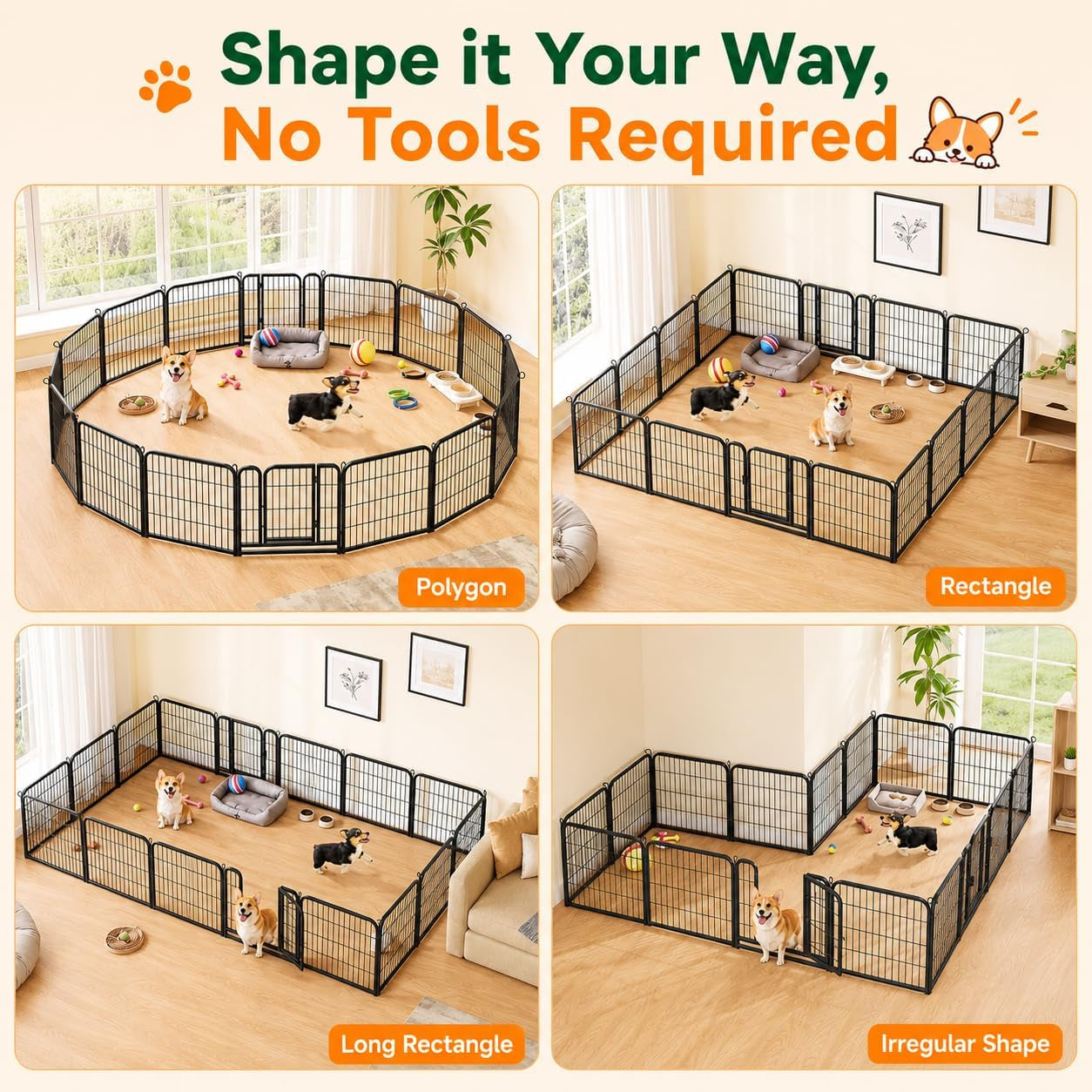 Yaheetech 24-Inch Dog Playpen with 16 Panels - Indoor and Outdoor Pet Fence for RV and Camping