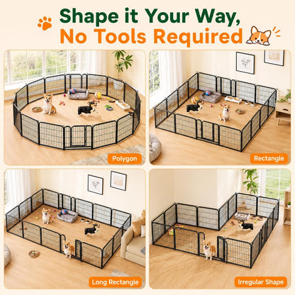 Yaheetech 24-Inch Dog Playpen with 16 Panels - Indoor and Outdoor Pet Fence for RV and Camping