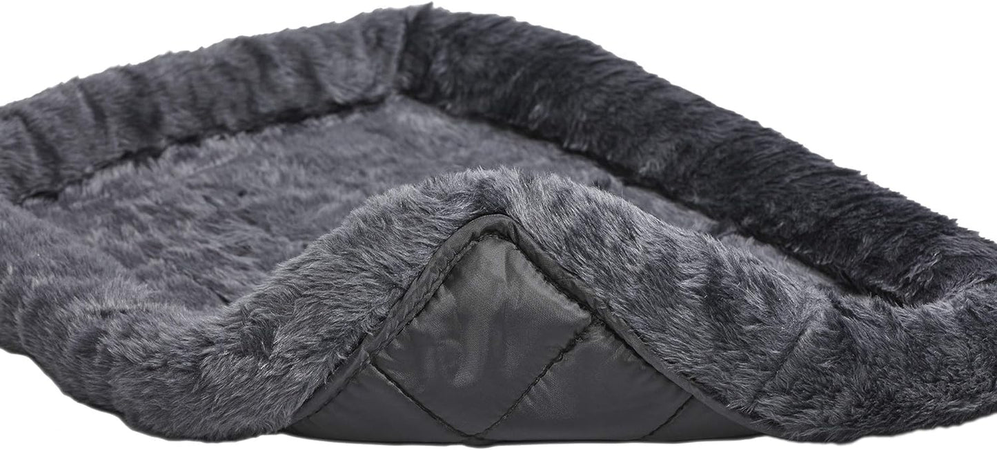 Midwest Homes for Pets XS Dog Bed - Gray Faux Fur Bolster, Ultra-Soft and Machine Washable, Fits 22-Inch Crates and Carriers, for Small Dogs and Cats