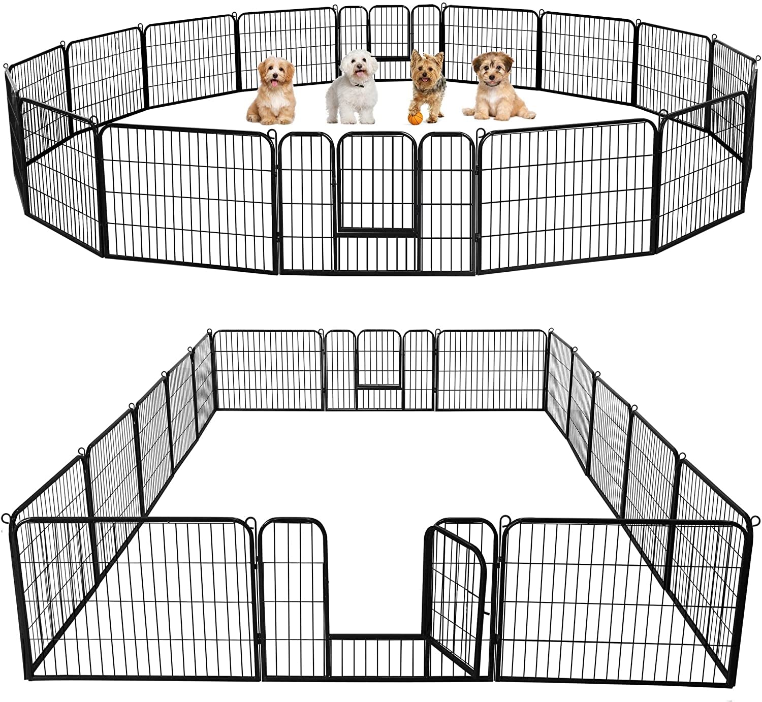 Yaheetech 24-Inch Dog Playpen with 16 Panels - Indoor and Outdoor Pet Fence for RV and Camping