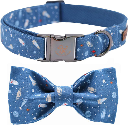 X-Large Cotton and Webbing Dog Collar with Bow Detail