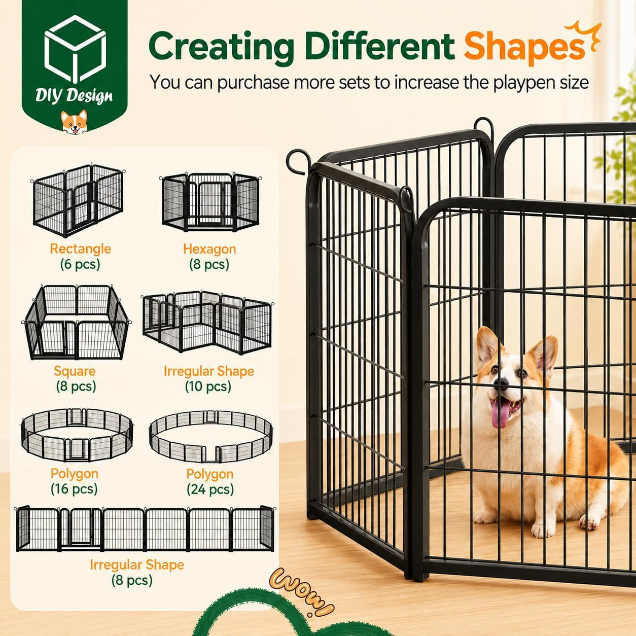 Yaheetech 24-Inch Dog Playpen with 16 Panels - Indoor and Outdoor Pet Fence for RV and Camping