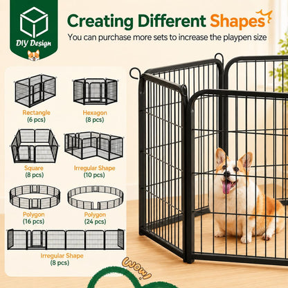 Yaheetech 24-Inch Dog Playpen with 16 Panels - Indoor and Outdoor Pet Fence for RV and Camping