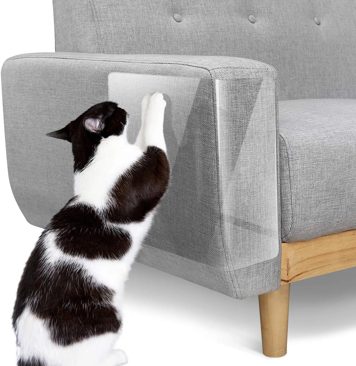 Cat Scratch Furniture Protection Tape with 60 Upholstery Pins - 10 Pack, White